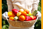 endometriosis patient with basket full of vegetables